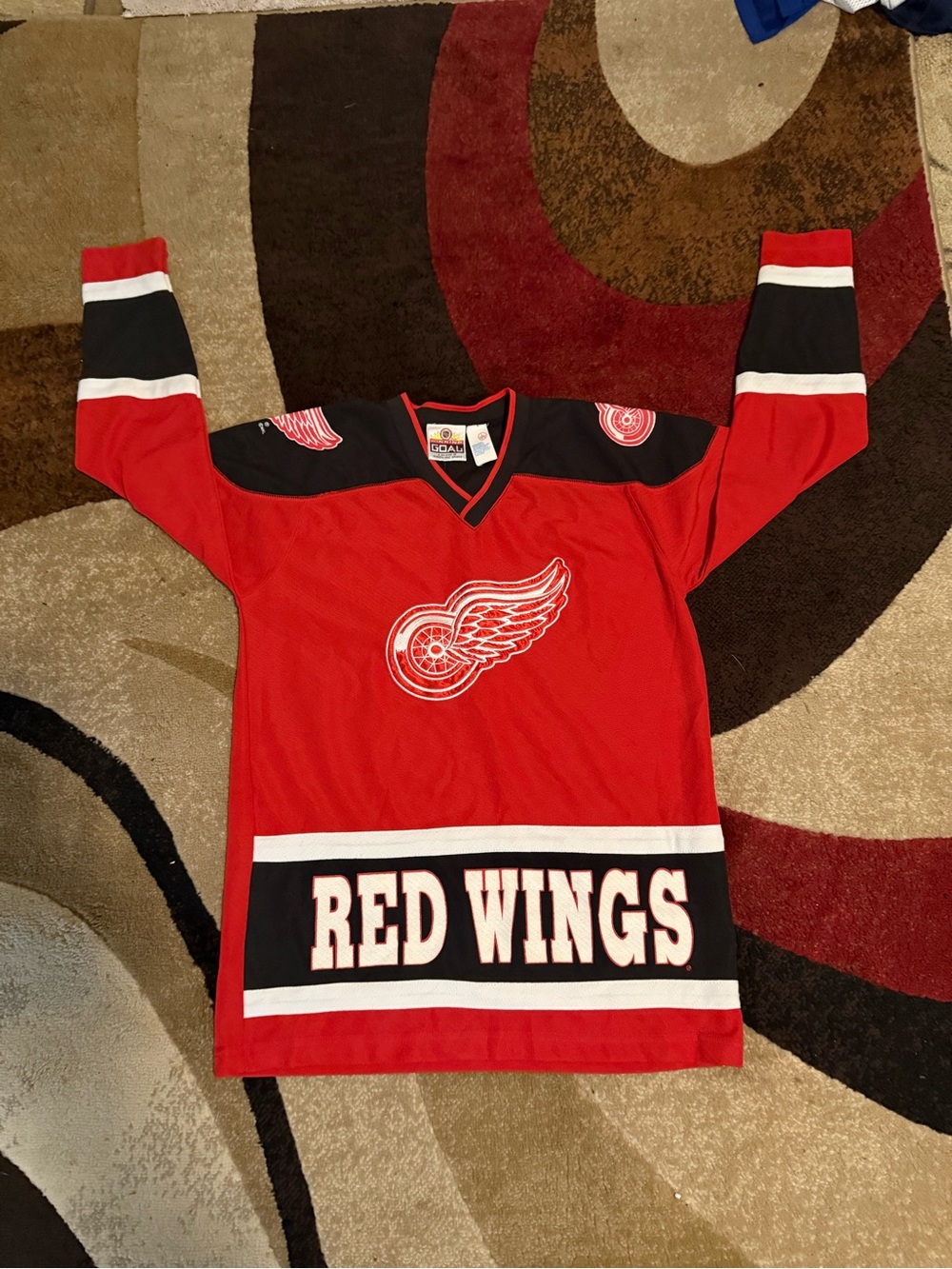 Detroit Red Wings Men's Red Hockey Jersey - Team Logo Front